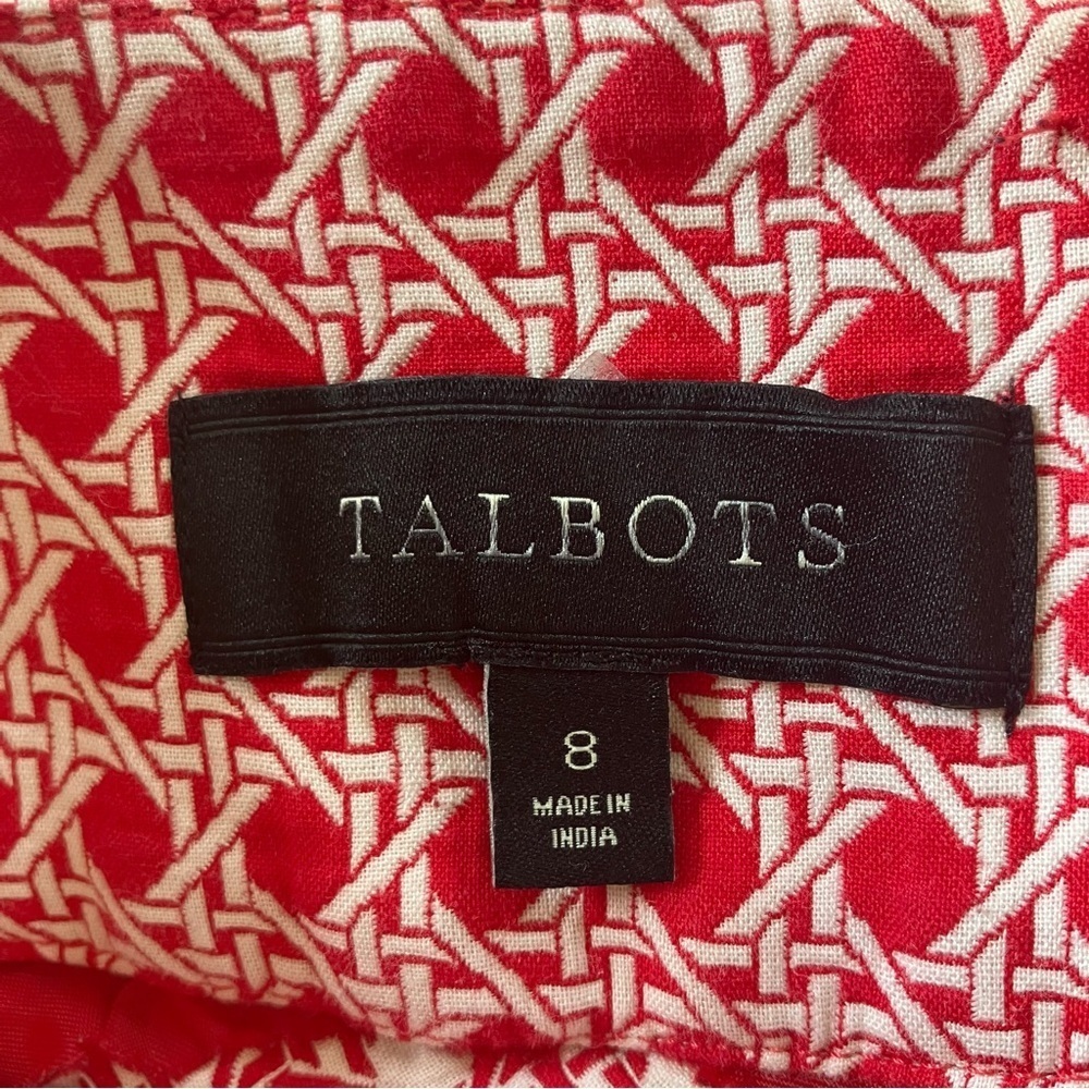 Talbots Red and White Basketweave Pencil Skirt (8) - Picture 3 of 4